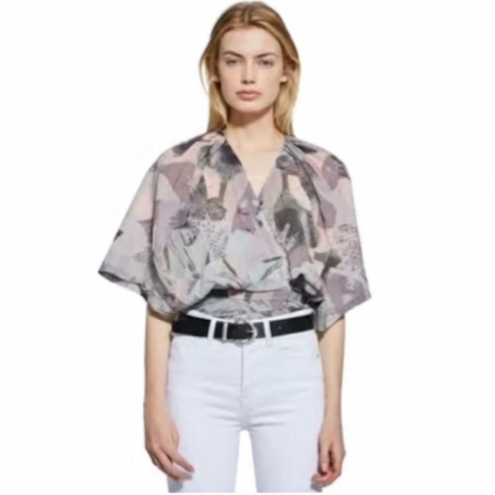 NWT! IRO Paris “Berni” Print Wrap Top Multicolor Size 36 (US 4)